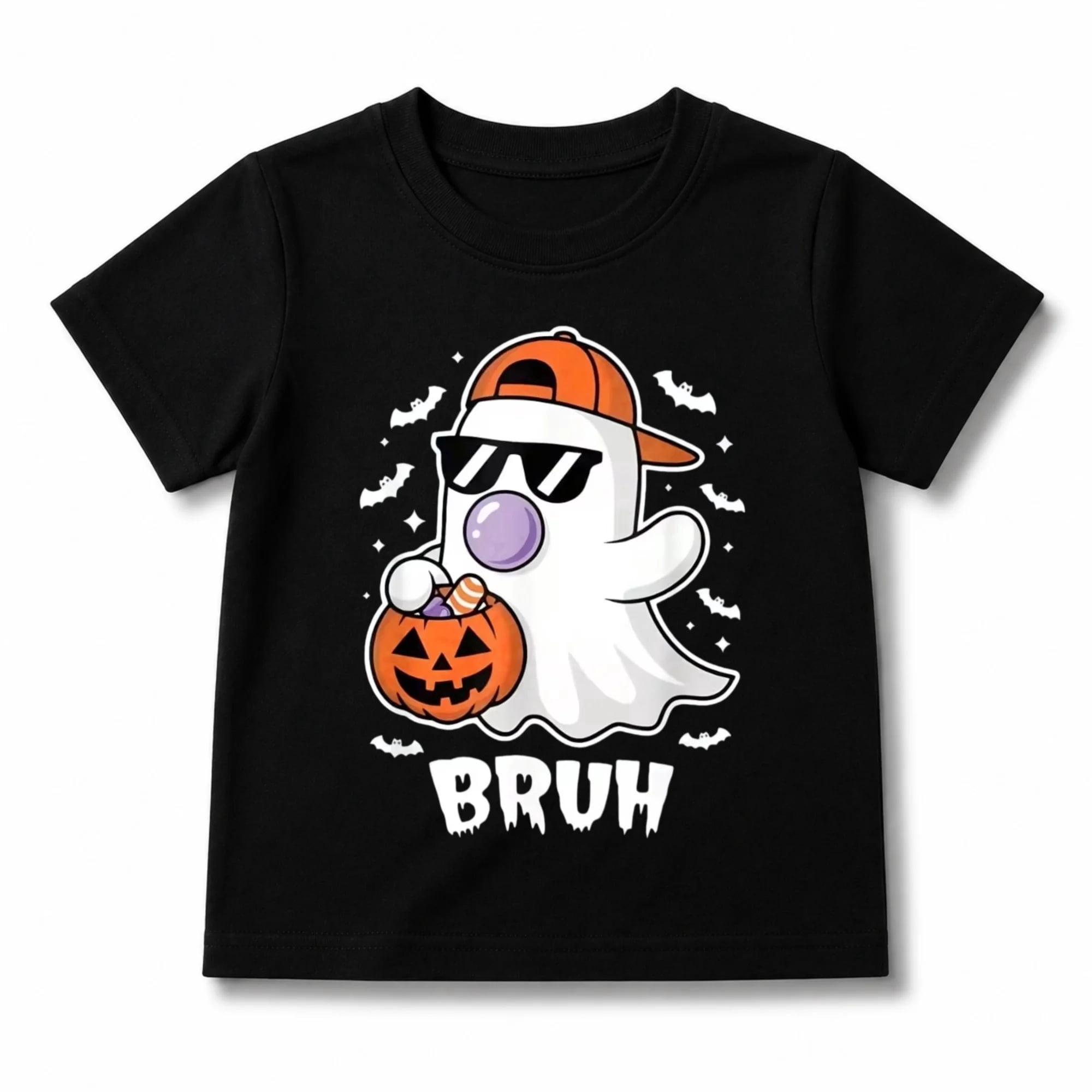 Boys Halloween Shirt with Bruh Sunglasses Ghost and Pumpkin Bucket ...