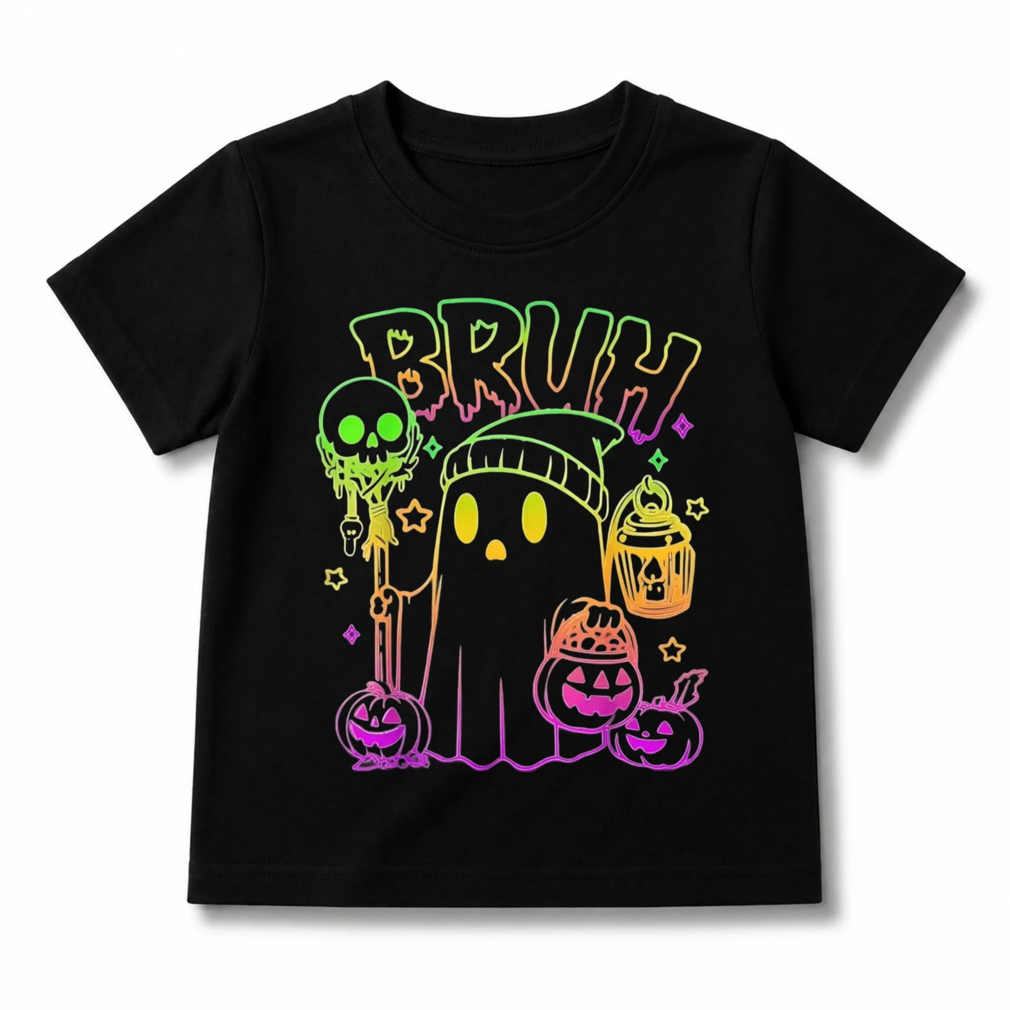 Boys Halloween Shirt with Bruh Sunglasses Ghost and Pumpkin Bucket ...