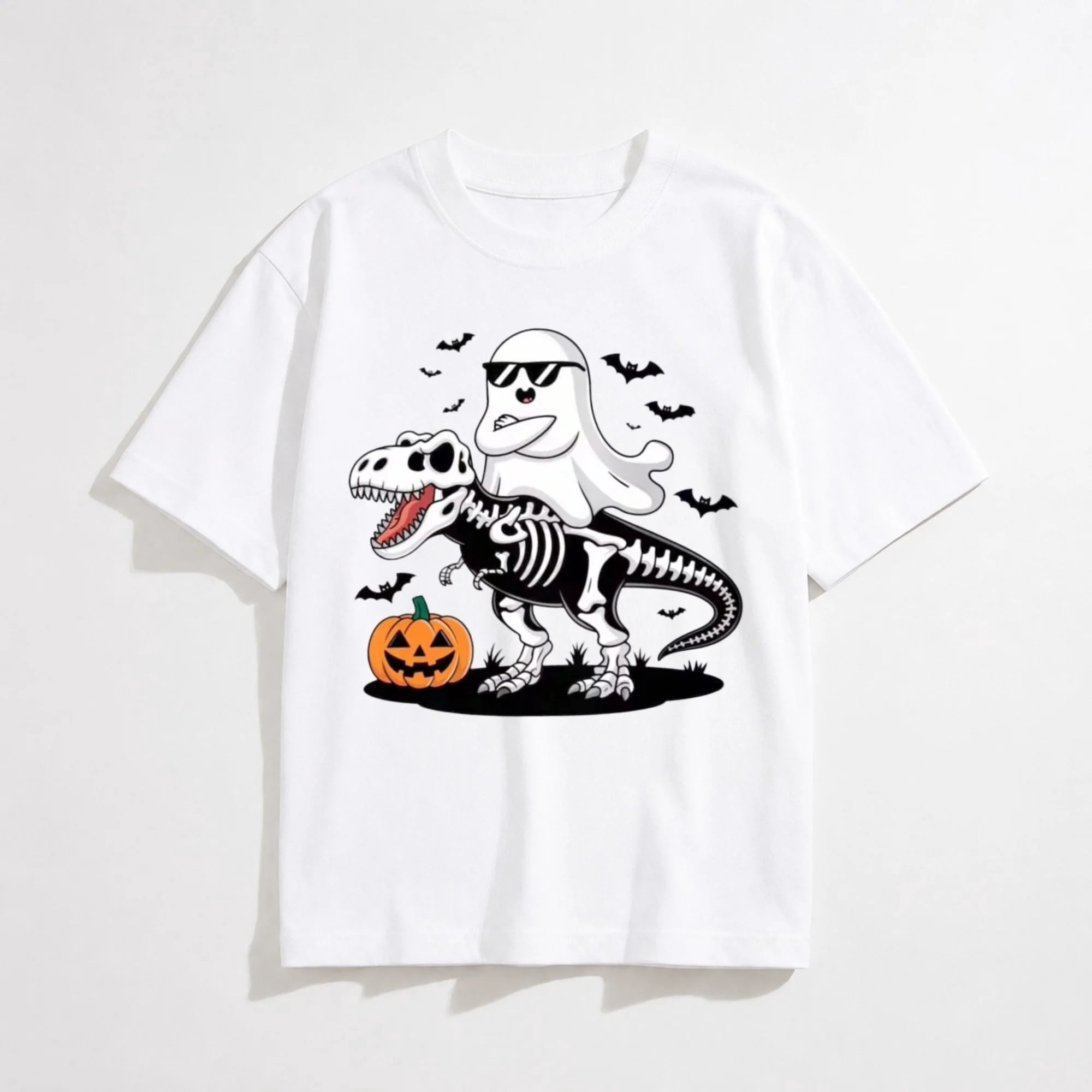 Boys Halloween Shirt with Bruh Sunglasses Ghost and Pumpkin Bucket ...