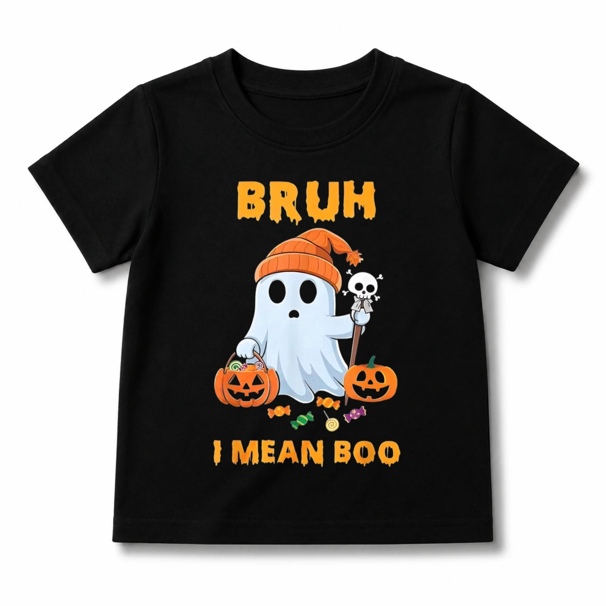 Boys Halloween Shirt with Bruh Sunglasses Ghost and Pumpkin Bucket ...