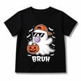 thumbnail image 1 of Boys Halloween Shirt with Bruh Sunglasses Ghost and Pumpkin Bucket Graphic, Short Sleeve, 1 of 5