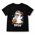 thumbnail image 1 of Boys Halloween Shirt with Bruh Sunglasses Ghost and Pumpkin Graphic, Short Sleeve, 1 of 5