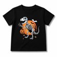 thumbnail image 1 of Boys Halloween Shirt with Skeleton Dinosaur and Pumpkin Graphic, Short Sleeve, 1 of 5