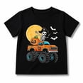 thumbnail image 1 of Boys Halloween Shirt with Skeleton Monster Truck Pumpkin and Bat Graphic, Short Sleeve, 1 of 5