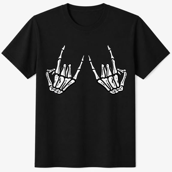 Boys Halloween Shirt with Skeleton Rock Hands Graphic, Cool Spooky Kids T-Shirt