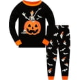 thumbnail image 1 of Boys Halloween Ghost Pajamas Cotton 2 Piece Sleepwear Set Long Sleeve Kids PJs for Toddler Boys 7Y, Pumpkin II, 1 of 9