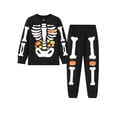 thumbnail image 1 of Boys Halloween Skeleton Pajamas Glow in The Dark Cotton 2 Piece Sleepwear Set Long Sleeve Kids PJs for Toddler Boys 2T, Pumpkin, 1 of 6