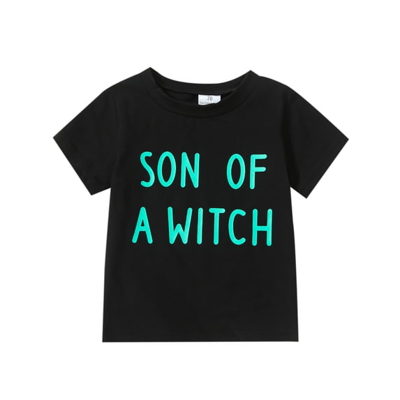 Boys Halloween T-shirt, Short Sleeve Crew Neck Letters Print Summer Tops Clothes for Casual Daily