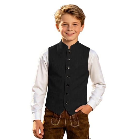 Boys Halloween Vest Tank Top Stand Collar Kids Sleeveless Jacket Casual Outerwear Ages 2-15