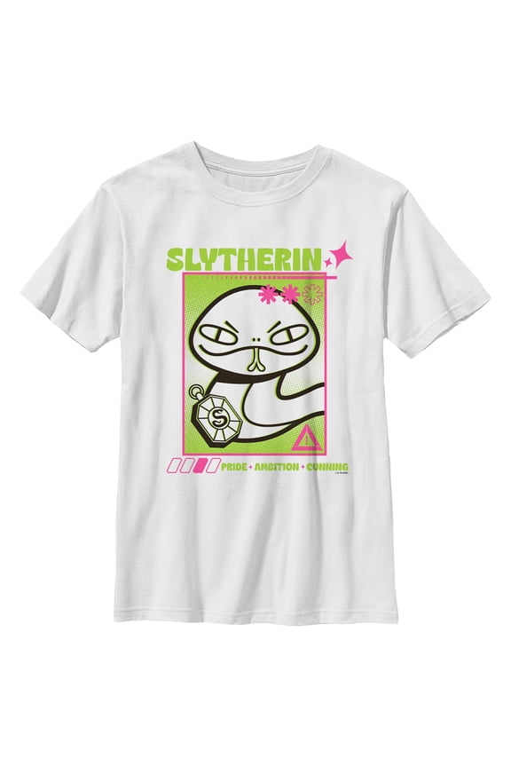 Boys Harry Potter Slytherin Snake Stats T Shirt
