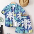 thumbnail image 1 of Boys Hawaii Shirts and Shorts Outfit Sets- Casual Fashion Summer Button Down Kids Beach Vacation Clothes,（10-12）,Blue, 1 of 3