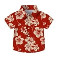 thumbnail image 1 of Boys Hawaiian Button Down Shirts Short Sleeve Floral Print Tops with Pocket Summer Causal Beach Clothes for 2-15Years, 1 of 7
