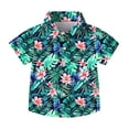 thumbnail image 1 of Boys Hawaiian Shirt Print Short Sleeve Shirt Casual Button Down Shirt with Chest Pocket Beach Summer Tops Size 2-15 Years, 1 of 8