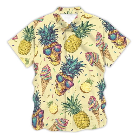 Boys Hawaiian Shirts Short Sleeve Lapel Collar Tropical Print Button Down Beach Casual Kids Shirts Size 100