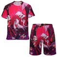thumbnail image 1 of Boys Hazbin Hotel Short Sleeve Mesh T-Shirt And Shorts Outfit Set Summer Clothes Set for Kids, 1 of 7