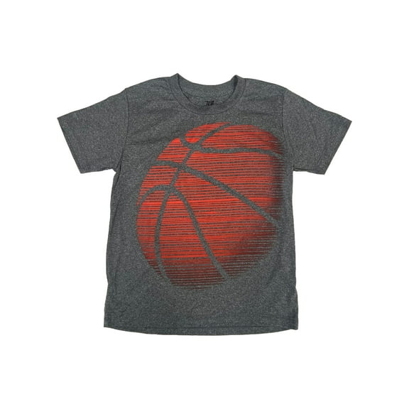 Boys Heather Gray Athletic Moisture Wicking Basketball Short Sleeve T-Shirt M