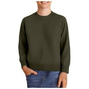 LAUTY Boys Henley Long Sleeve Boys Sweater Boys and Toddlers' Uniform Cotton Crewneck Sweater Long Sleeve Pullover Kids Uniform Sweater Dark Green 7 Years