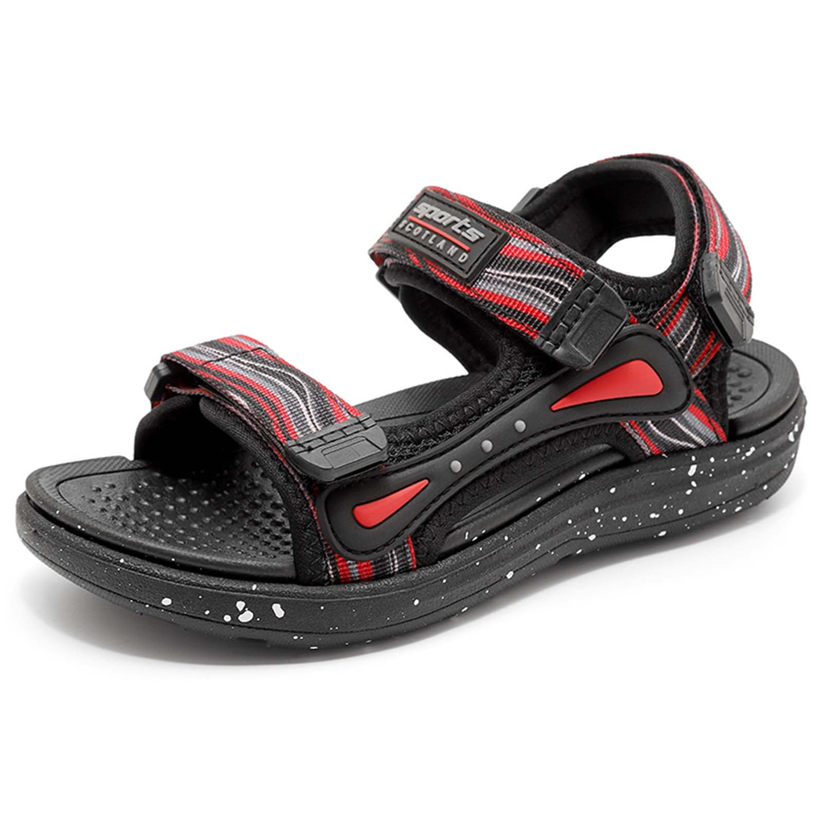 Boys Hiking Sandal Open Toe Summer Athletic Sport Sandals Adjustable Hook & Loop Straps Lightweight Breathable Non-slip Sandals Outdoor Walking Footwear for Kids Youth Red 31