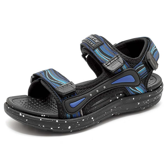 Boys Hiking Sandal Open Toe Summer Athletic Sport Sandals Adjustable Hook & Loop Straps Lightweight Breathable Non-slip Sandals Outdoor Walking Footwear for Kids Youth Blue 28