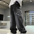 thumbnail image 1 of Boys Hip Hop Baggy Jeans Wide Leg Jeans Casual Loose Denim Pants Y2k Streetwear Boys' Relaxed Jean Casual Trousers with Elastic Waistband Black 6-7Years, 1 of 6