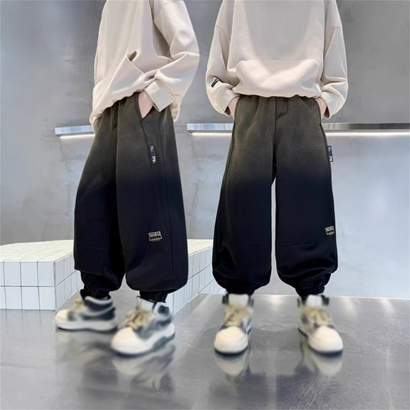 Boys Hop Skater Jeans Loose Fit Denim Jeans Vintage Plain Pants Multiple Pockets for Boys