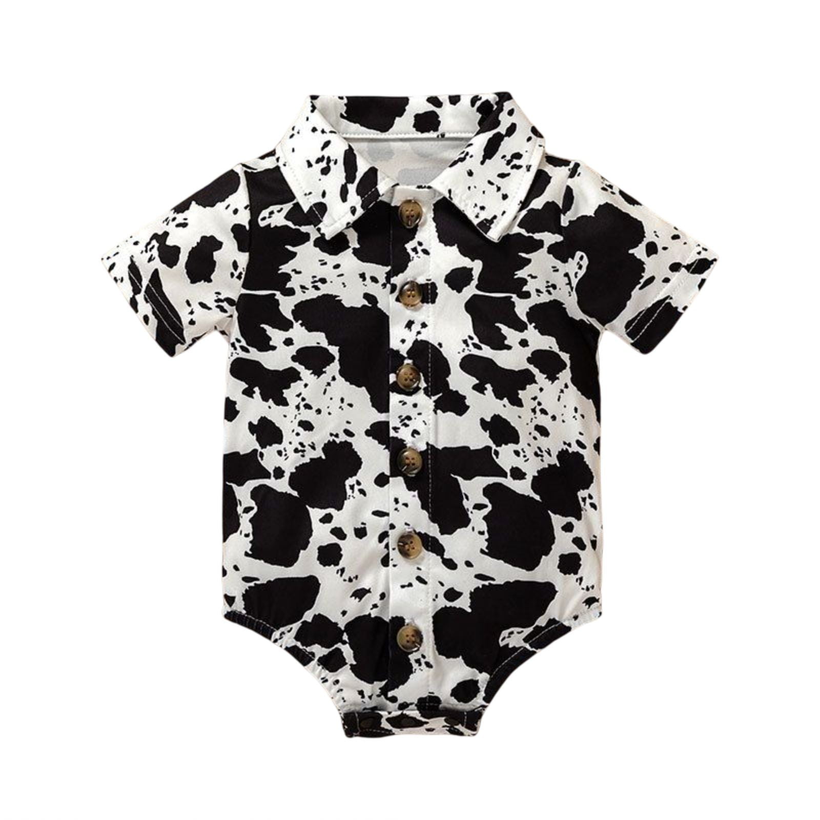 Boys Home Crawling Clothes Wrapped Fart Coat Cow Print Onesie Outdoor