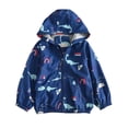 thumbnail image 1 of Boys Hooded Jackets Front Zip Long Sleeve Cute Print Cardiagan Lightweight Casual Loose Outwear With Pockets (11 Years, Blue), 1 of 6