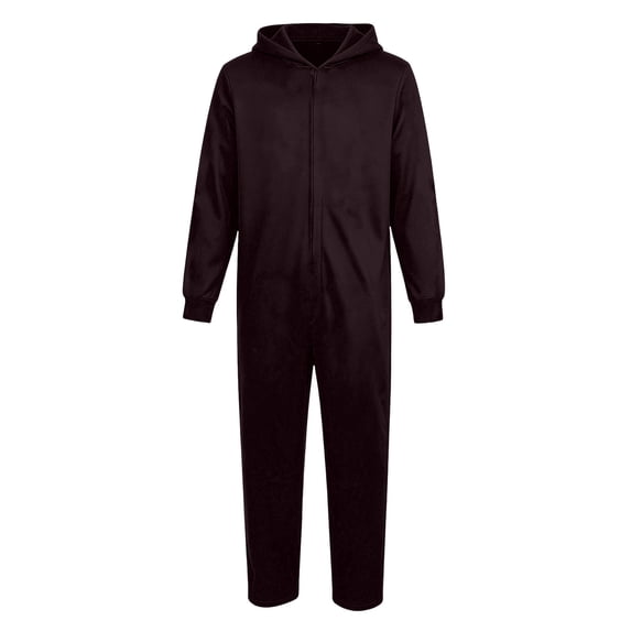 Boys’ Hooded One Piece Jumpsuit, Long Sleeve Solid Color Zip Up Onesie, Casual Halloween Costume for Kids