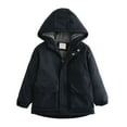 thumbnail image 1 of Boys Hooded Raincoat Waterproof Windproof Sherpa Fleece Lined Thick Warm Parkas Cotton Winter Jackets Windbreaker (12-13 Years, Navy), 1 of 4