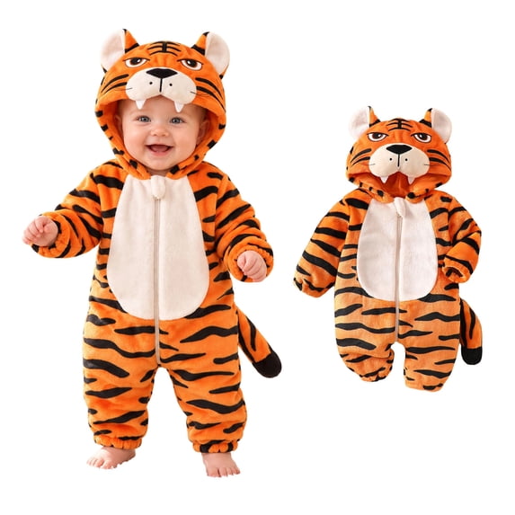 Boys Hooded Romper Long Sleeve Zipper Warm Jumpsuit Baby Animal Halloween Cosplay Girls Halloween Size 0-9 Months