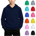 thumbnail image 1 of Boys Hooded Sweatshirt - Lightweight Long Sleeve Pullover Tops - Fall Loose Comfy Solid Color Hoodies Daily Wear, 3-4 Years, 1 of 8