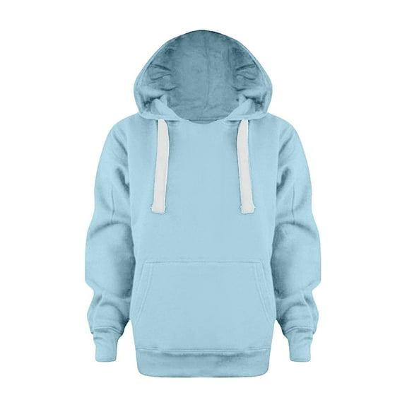 Boys Hooded Sweatshirt Solid Pullovers Long Sleeve Hoodie Kids Tops (Sky Blue 11-12 Years)