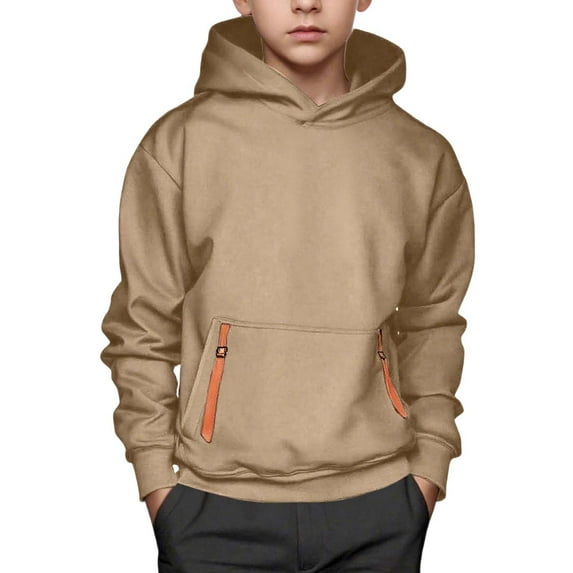 Boys Hooded Sweatshirt with Front Pocket Casual Pullover Kids Athletic Jacket Clothes