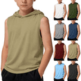 thumbnail image 1 of Boys Hooded Tank Top Army Green Sleeveless Athletic Shirt,Size 14-15T, 1 of 6