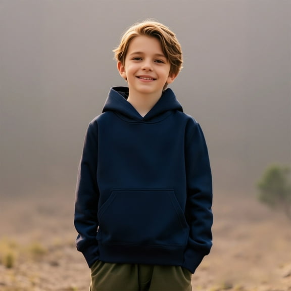 Boys Hoodie Blue Hooded Long Sleeve Pullover Tops Warm Fall Winter Clothes Little Girls Clothes 18-24 Months Boys Girls Fashion