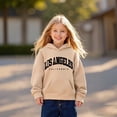 thumbnail image 1 of Boys Hoodie City Name Letter Print Khaki Hoodies Long Sleeve Lightweight Pullover Tops Loose Sweatshirt Fall Winter Clothes Little Girl Clothes 12-13 Years, 1 of 5