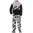 thumbnail image 1 of Boys Hoodie Color Block Camo Jogger Pants Set Two Piece Outfit Top Casual Kids Fall Winter Wear, 1 of 5
