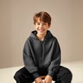 thumbnail image 1 of Boys Hoodie Gray Zip up Hoodies Long Sleeve Soft Sweatshirts Top Winter Clothes Girls Sweatshirts Size 5-6 Years, 1 of 9
