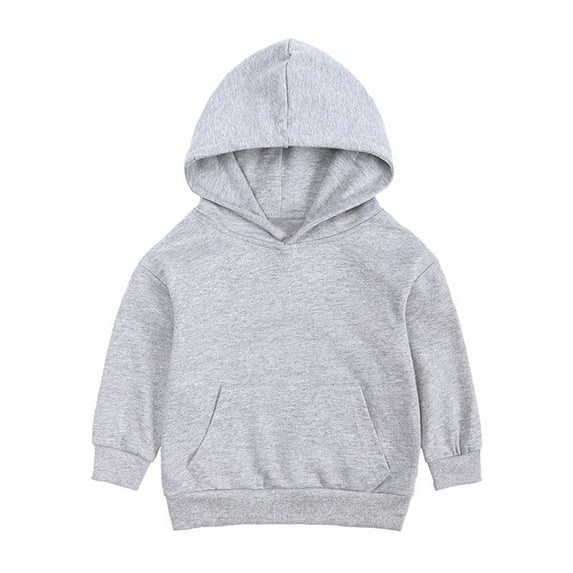 Boys Hoodie Hooded Unisex Kids Baby Basic Solid Long Sleeve Pocket Lovely Colorful Loose Fitting Soft Grey Pullover Sizes 2-3 Years