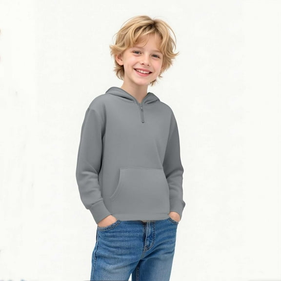 Boys Hoodie Kids Grey Zip up Hoodies Casual Long Sleeve Classic Hoodie Fall Winter Clothes Kids Clothes Boys Size 5-6 Years