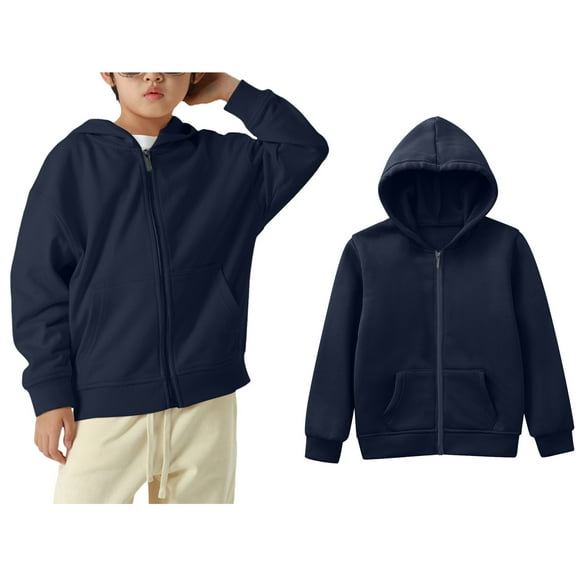 Boys Hoodie Kids Navy Full Zipper Hooded Casual Long Sleeve Hoodie Sweatershirt Pullover Fall Winter Clothes Girls Clothes 5-6 Years Boys Girls Fashion