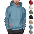 thumbnail image 1 of Boys Hoodie Long Sleeve Pullover Hoodie Casual Loose Tops Blue Hoodies Size 4-15 Years, 1 of 4