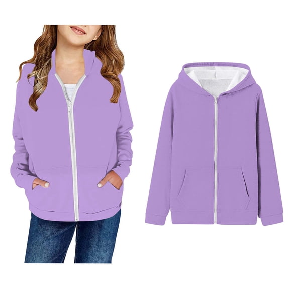 Boys Hoodie Purple Full Zipper Hoodie Long Sleeve Soft Sweatshirts Top Warm Fall Winter Clothes Toddler Girls Clothes2-3 Years Boys Girls Fashion