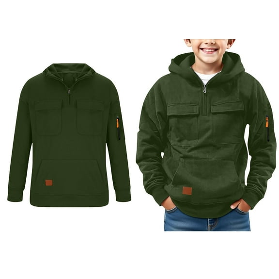 Boys Hoodie Quarter Zip Hoodies Casual Long Sleeve Sweatshirts Fashion 5-6 Years Boys Clothes