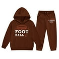 thumbnail image 1 of Boys Hoodie Sets Size 6 Long Sleeve Print Rugby Football Hoodie Sweatshirt + Pants Sets Regular Fit Boys Fall Winter Outfits Set,Brown,1-2 Years, 1 of 5