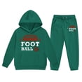 thumbnail image 1 of Boys Hoodie Sets Size 6 Long Sleeve Print Rugby Football Hoodie Sweatshirt + Pants Sets Regular Fit Boys Fall Winter Outfits Set,Dark Green,4-5 Years, 1 of 4