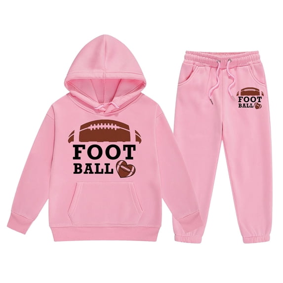 Boys Hoodie Sets Size 6 Long Sleeve Print Rugby Football Hoodie Sweatshirt + Pants Sets Regular Fit Boys Fall Winter Outfits Set,Pink,4-5 Years
