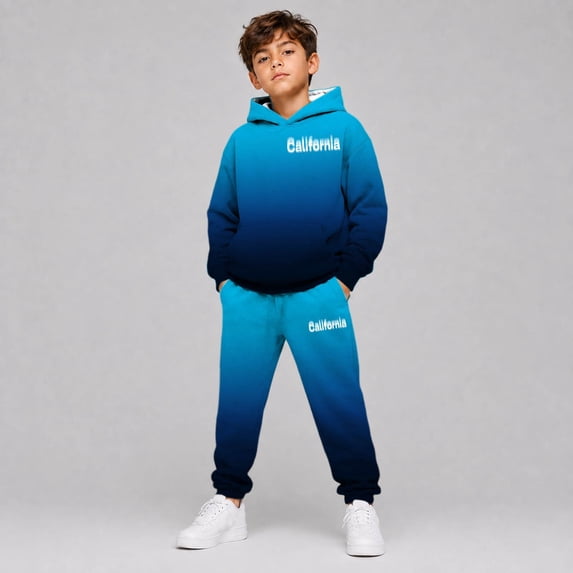 Boys Hoodie Sweatset with City Graphic for Kids Cozy Hooded Tracksuit for Boys Casual Everyday Wear - Stylish Daily for Young Trendsetters, Dark Blue, 7-8 Years