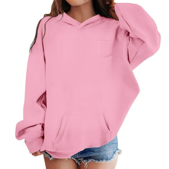Boys Sweatshirts,Hoodies Long Sleeve Pullover Solid Casual Outerwear Cozy Lined Hooded Clothing Hoodies For Boys Girls,Hoodies for Teen Girls,Pink,4-5 Years