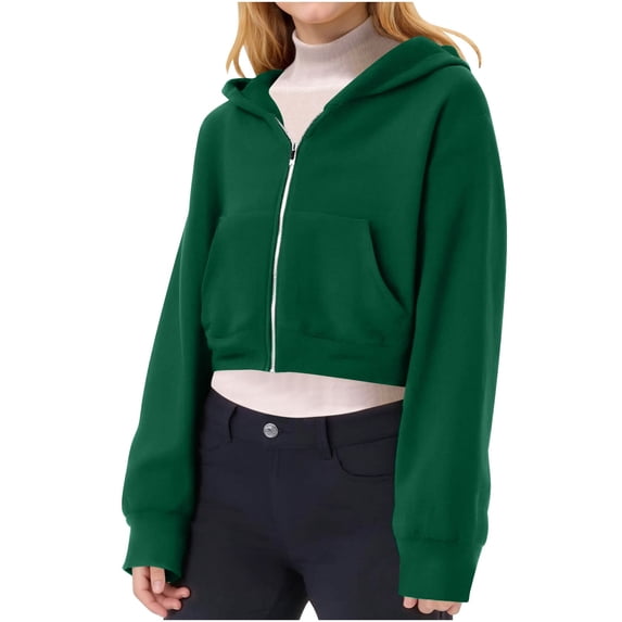 Boys Hoodie Tween Green Cropped Hooded Casual Long Sleeve Sweatshirts Jackets Winter Clothes Girls Clothes 13-14 Years